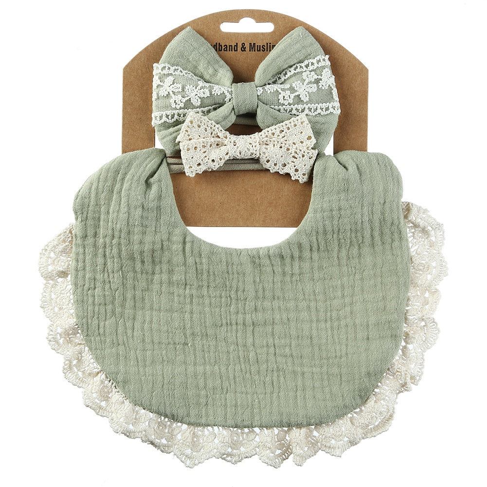 Musselin-Set mit Spitze