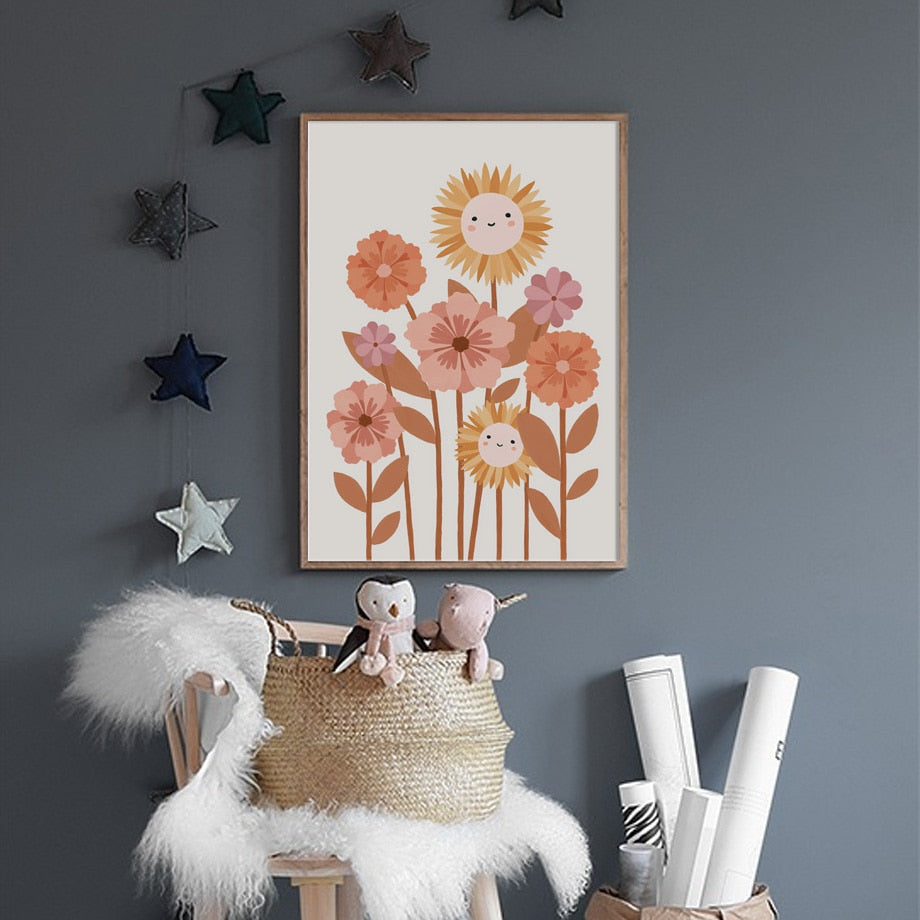 Wandposter für Kinderzimmer - Blumen